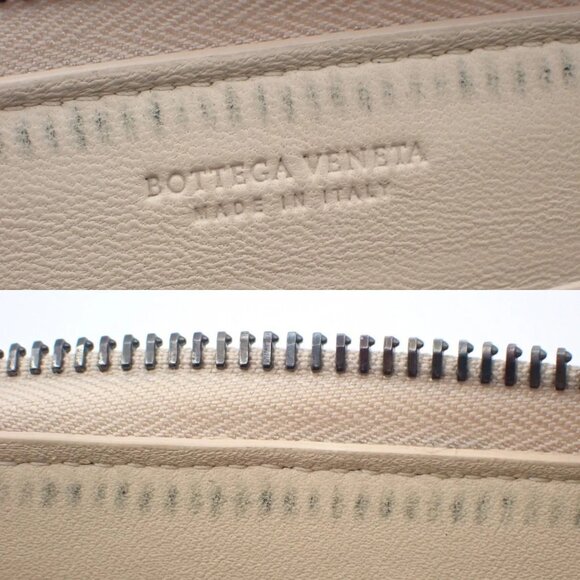 BOTTEGA VENETA Intrecciato Zip Around Long Wallet Embossing Leather Whit 63AA183 - Picture 12 of 13